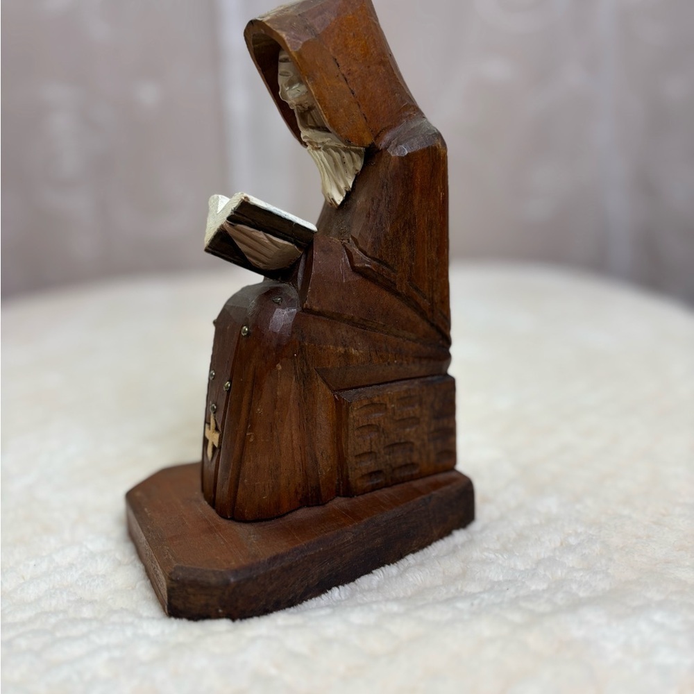 Hand Carved Wooden Statue of Monk